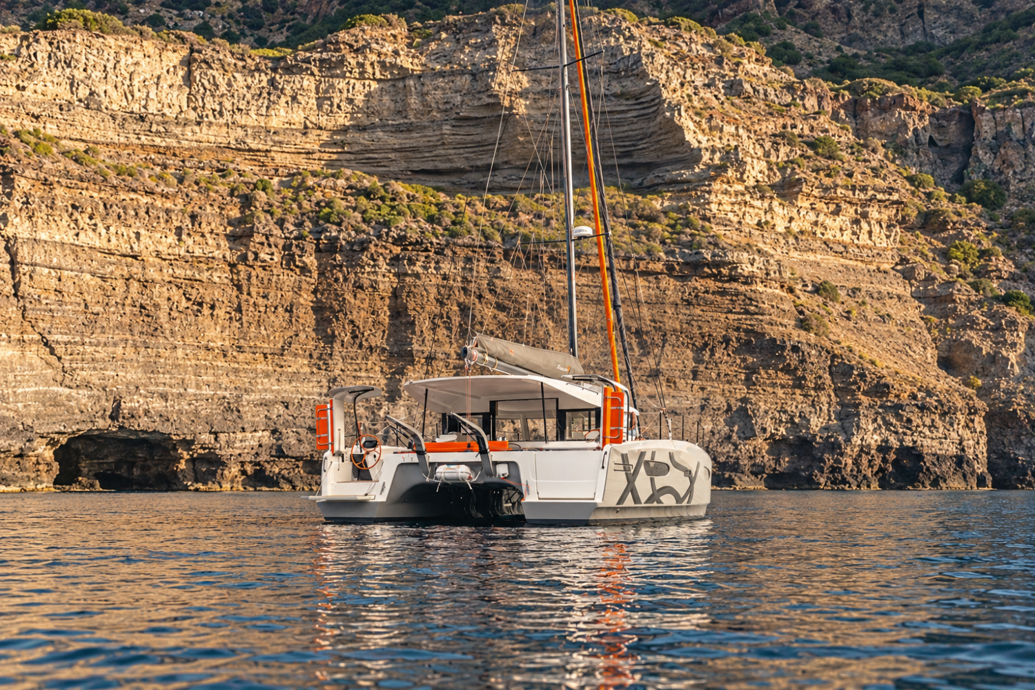 Excess 13 beneath the cliffs of Pollara, Salina — photomontage